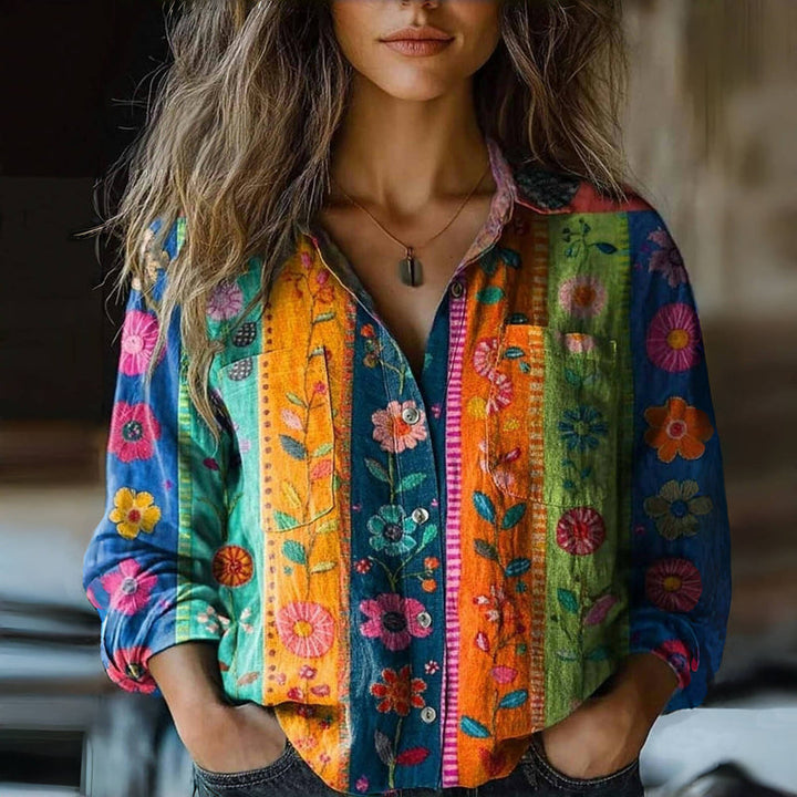 Sofia | Vintage Bluse Med Blomsterprint