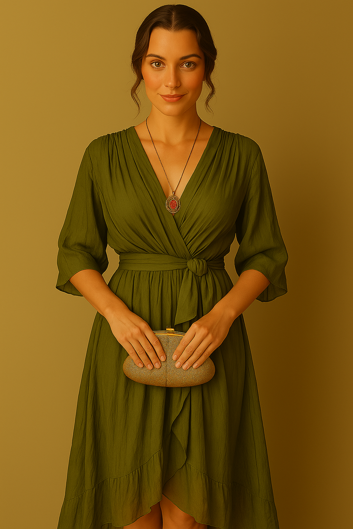Esperance | Kjole i silke chiffon med V-hals
