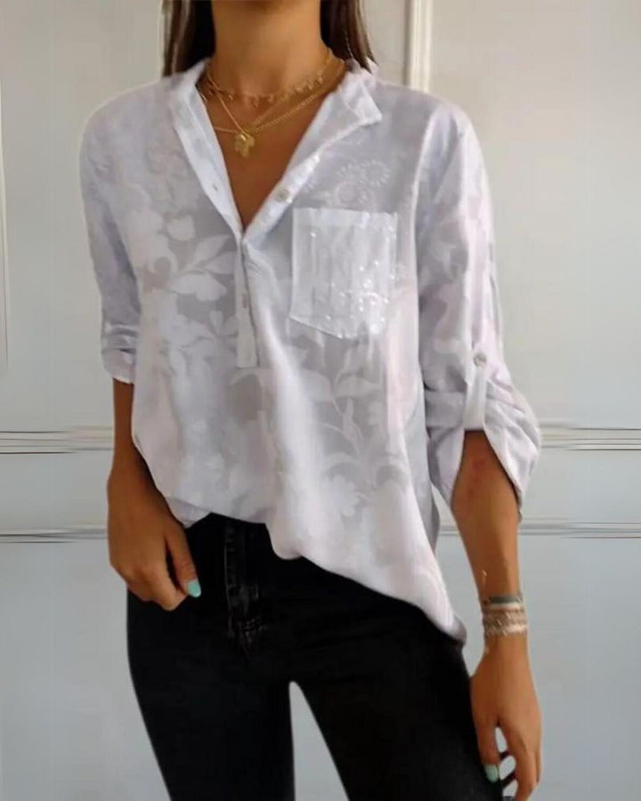 Bente | Bluse med blomsterprint og lommer