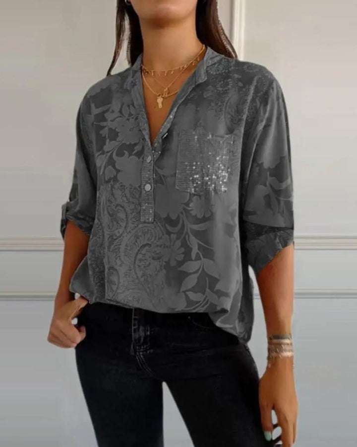 Bente | Bluse med blomsterprint og lommer