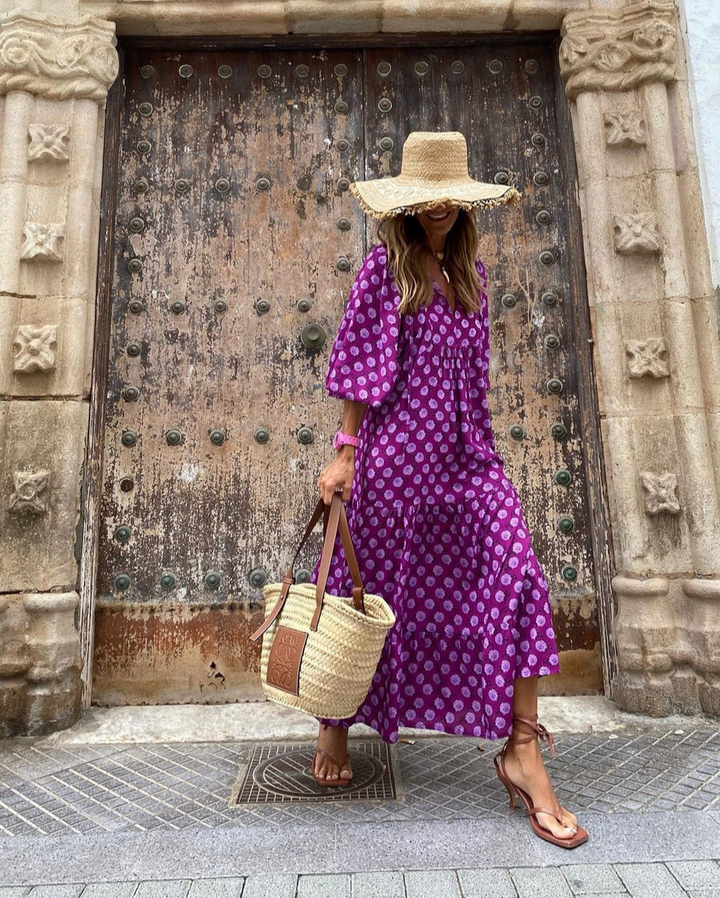 Elin™ | Boheme Bomuld Maxi Kjole