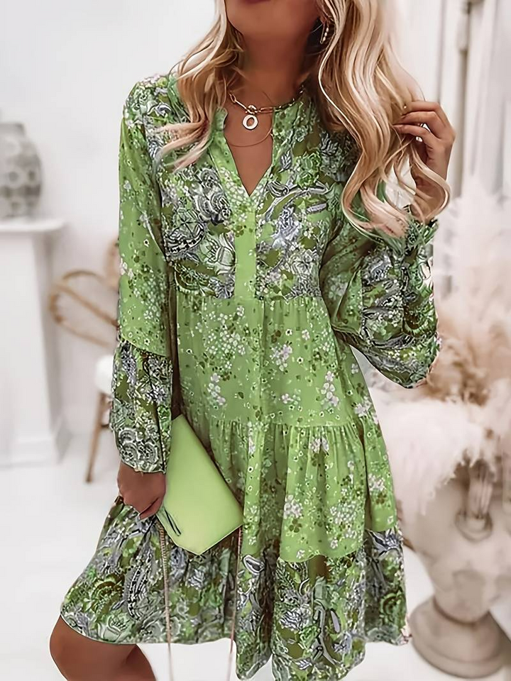 Nina | Stilfuld Boho Kjole med Blomsterprint
