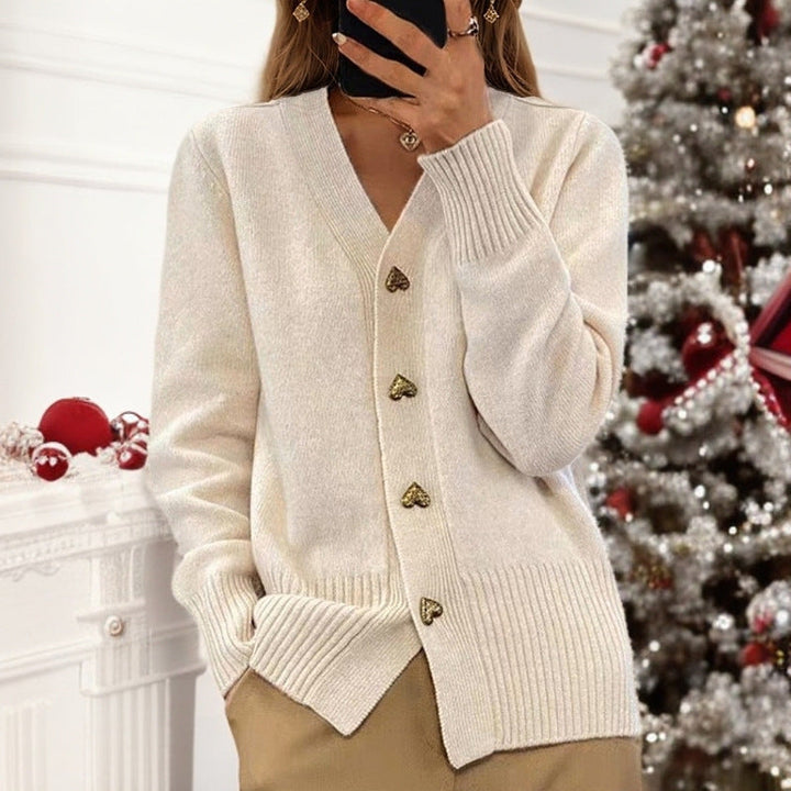 Birgit - Elegant cardigan med hjerteknapper