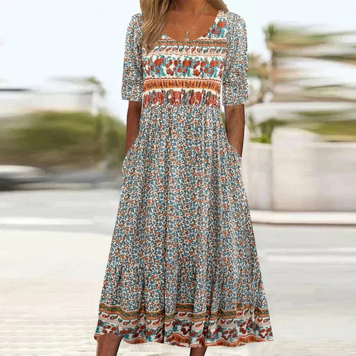 Louise | Elegant Blomstret Maxi Kjole