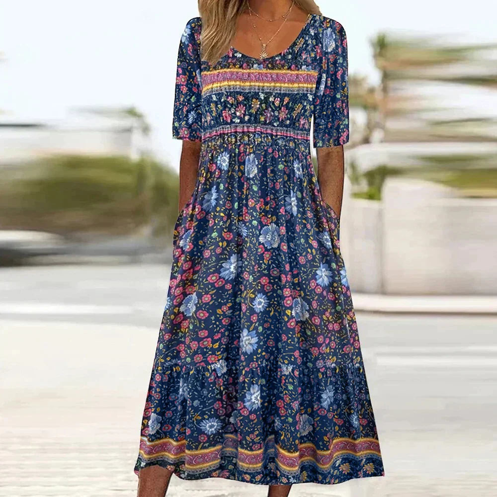 Louise | Elegant Blomstret Maxi Kjole