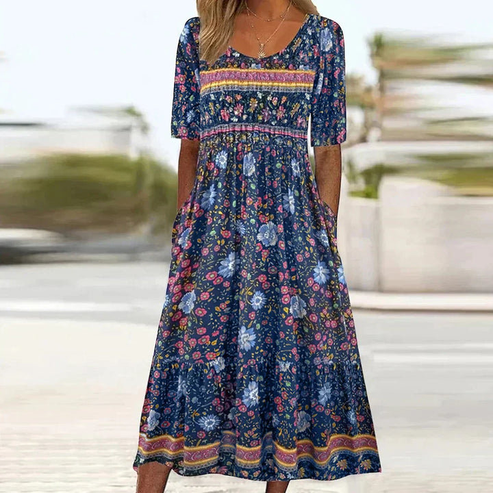 Louise | Elegant Blomstret Maxi Kjole