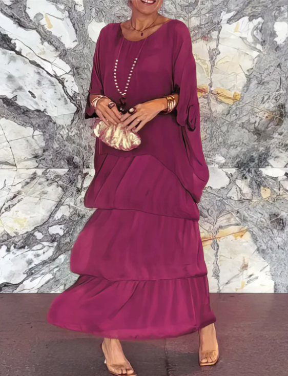 Caroline | Maxi Kjole med Rund Udsnit