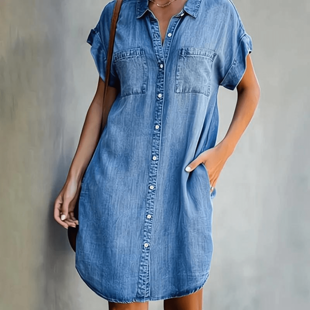 Martina | Kortærmet denimkjole