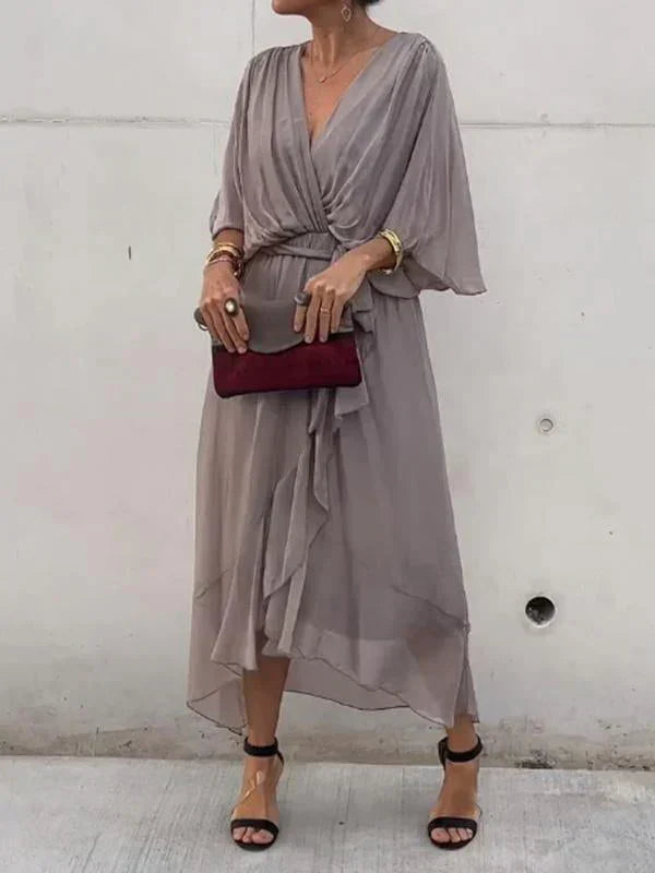 Esperance | Kjole i silke chiffon med V-hals