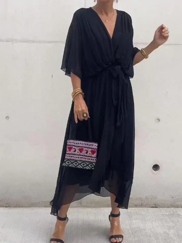 Esperance | Kjole i silke chiffon med V-hals