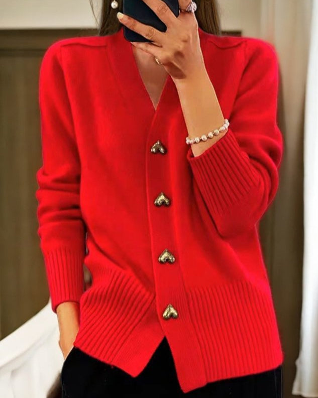 Birgit - Elegant cardigan med hjerteknapper